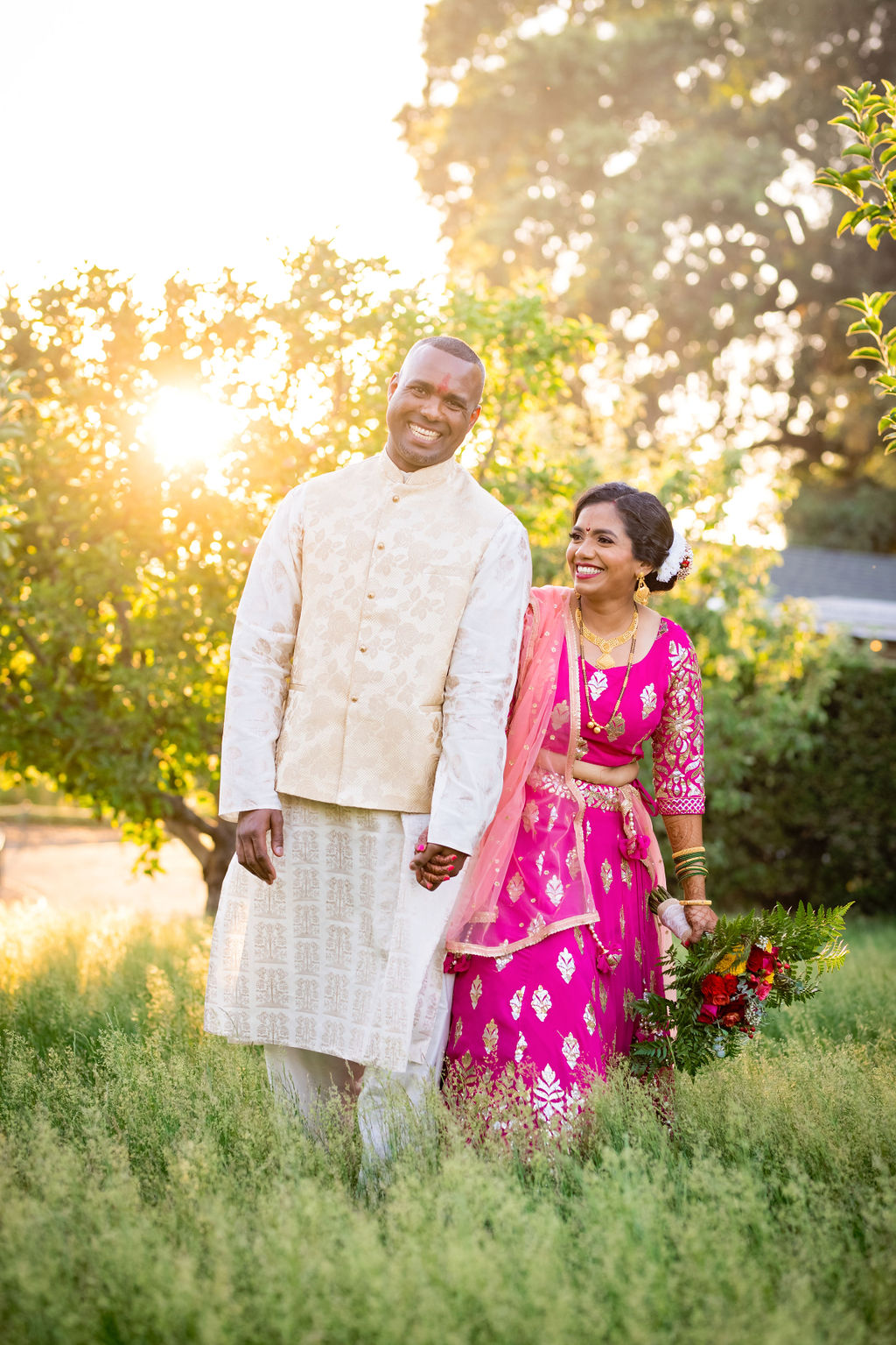 Indian couple laughing together at sunset Napa CA Wedding Venues 